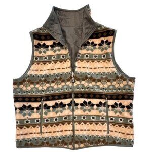 WOMAN'S XL SILK FAIR ISLE REVERSIBLE VEST BY FU DA SPORT‎ Winter Fall HOLIDAY